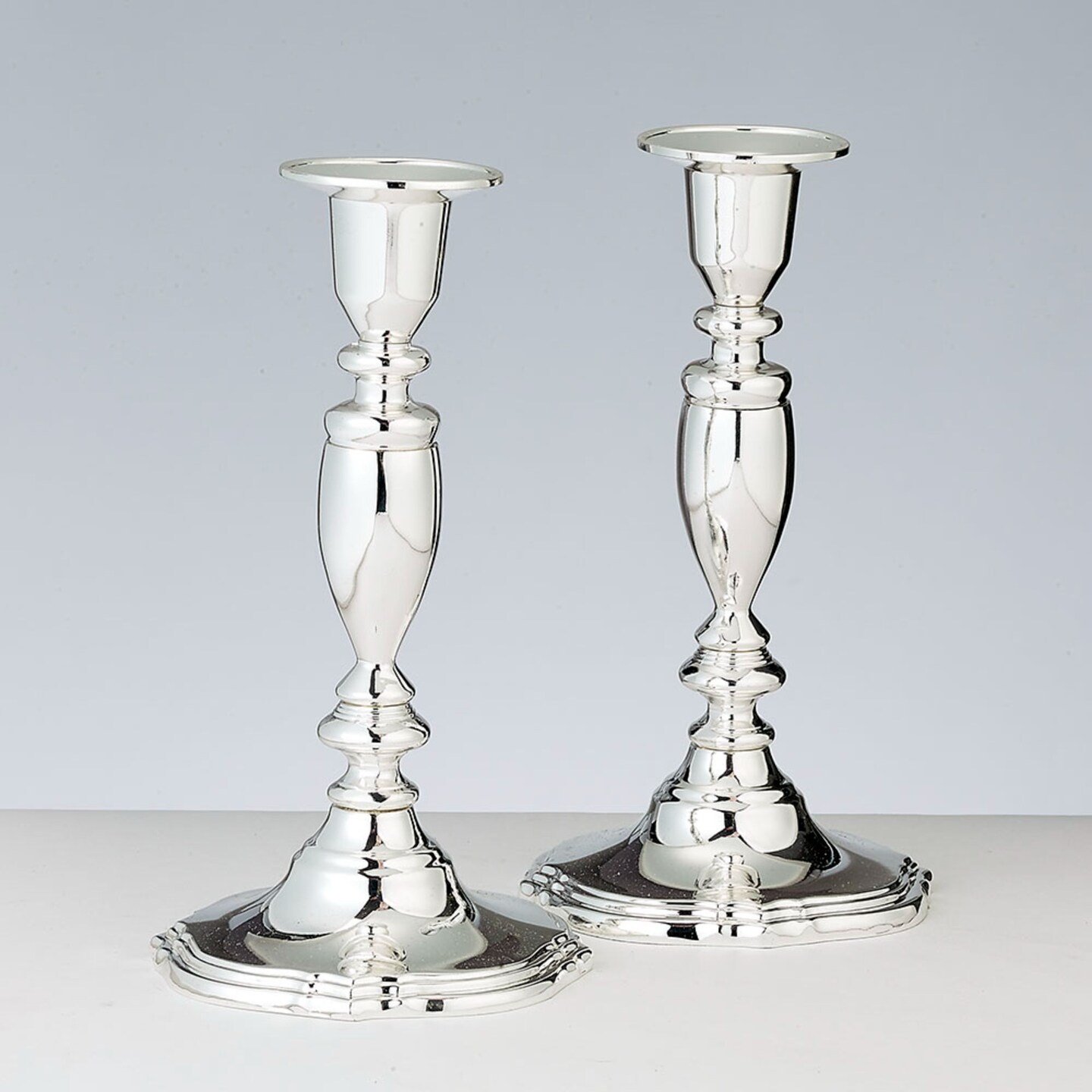 Rite Lite Set of 2 Silver Shabbat Tabletop Candlesticks 7&#x22;