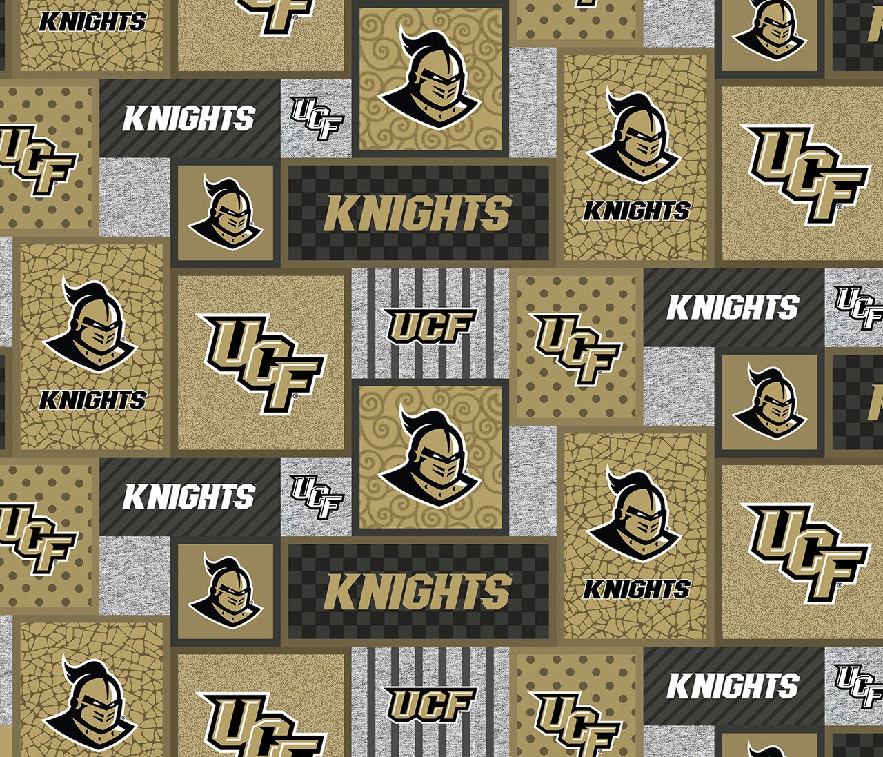 Sykel Enterprises-University of Central Florida Fleece Fabric-UCF Knights College Patch Fleece Blanket Fabric-Sold by the yard