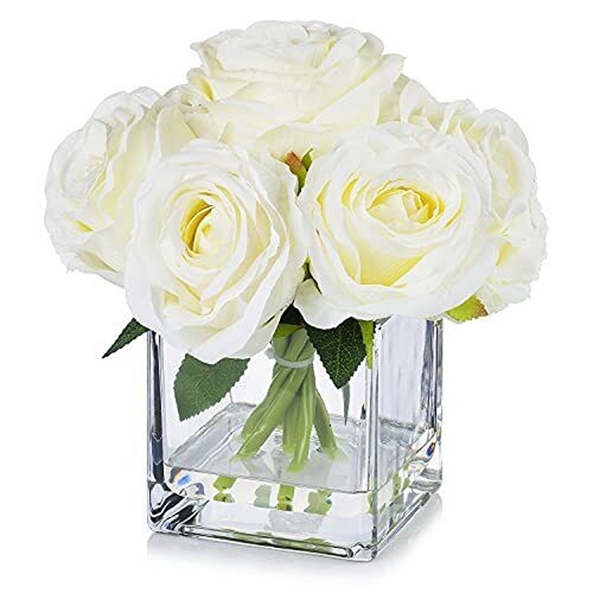Artificial Silk Roses Flowers Arrangement with Glass Vase Michaels
