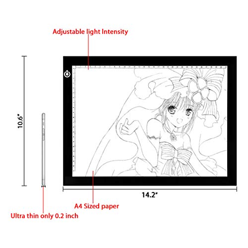 A4 LED Copy Board Light Tracing Box, Ultra-Thin Adjustable USB Power  Artcraft LED Trace Light Pad for Tattoo Drawing, Diamond Painting,  Streaming, Sketching, Animation, Stenciling