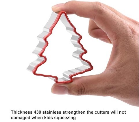 3pcs Stainless Steel Cookie Cutters - Christmas Tree Cookie Cutter Set 2&#x22; 3&#x22; 4&#x22; Large Tree Shape Fondant Cutter for Holiday and Party Decoration, Baking, and Cookies