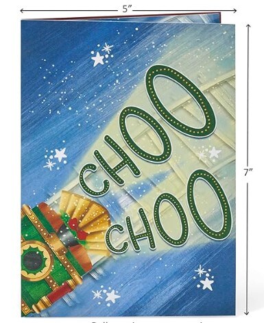 Train, Santa Claus, Red Sleigh, Reindeer, Merry Christmas, Christmas Presents, Snow, 3D Xmas Greeting Card, 2023 Christmas Gift for Child, Husband, Wife, 5x7
