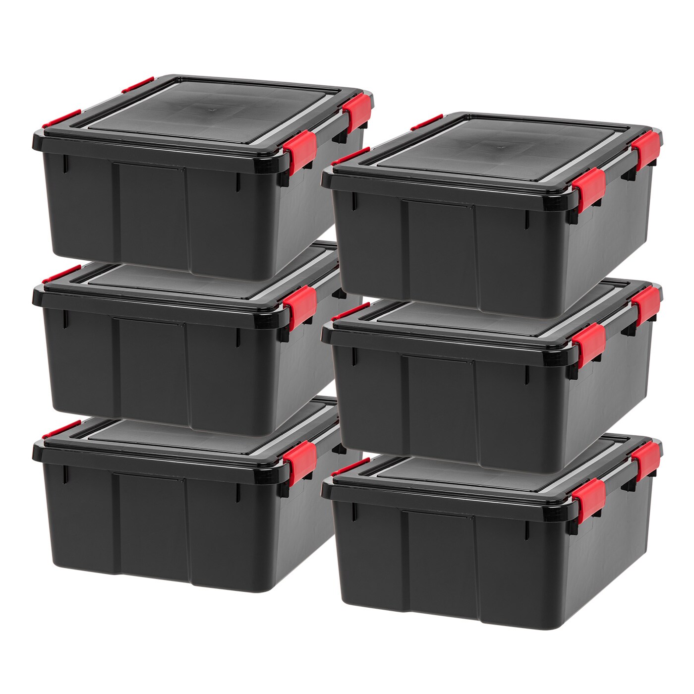 IRIS USA WeatherPro™ Bin Tote Organizing Container, Black/Red