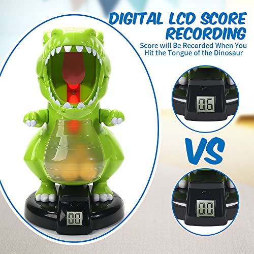 Dinosaur Shooting Toys for Boys 5 6 7 8 9 Years Old, Electronic Kids Target Games w/ Air Pump Gun, LCD Score Record, Sound, 24 Foam Balls, Birthday Party Favor,Christmas Gifts for Toddlers