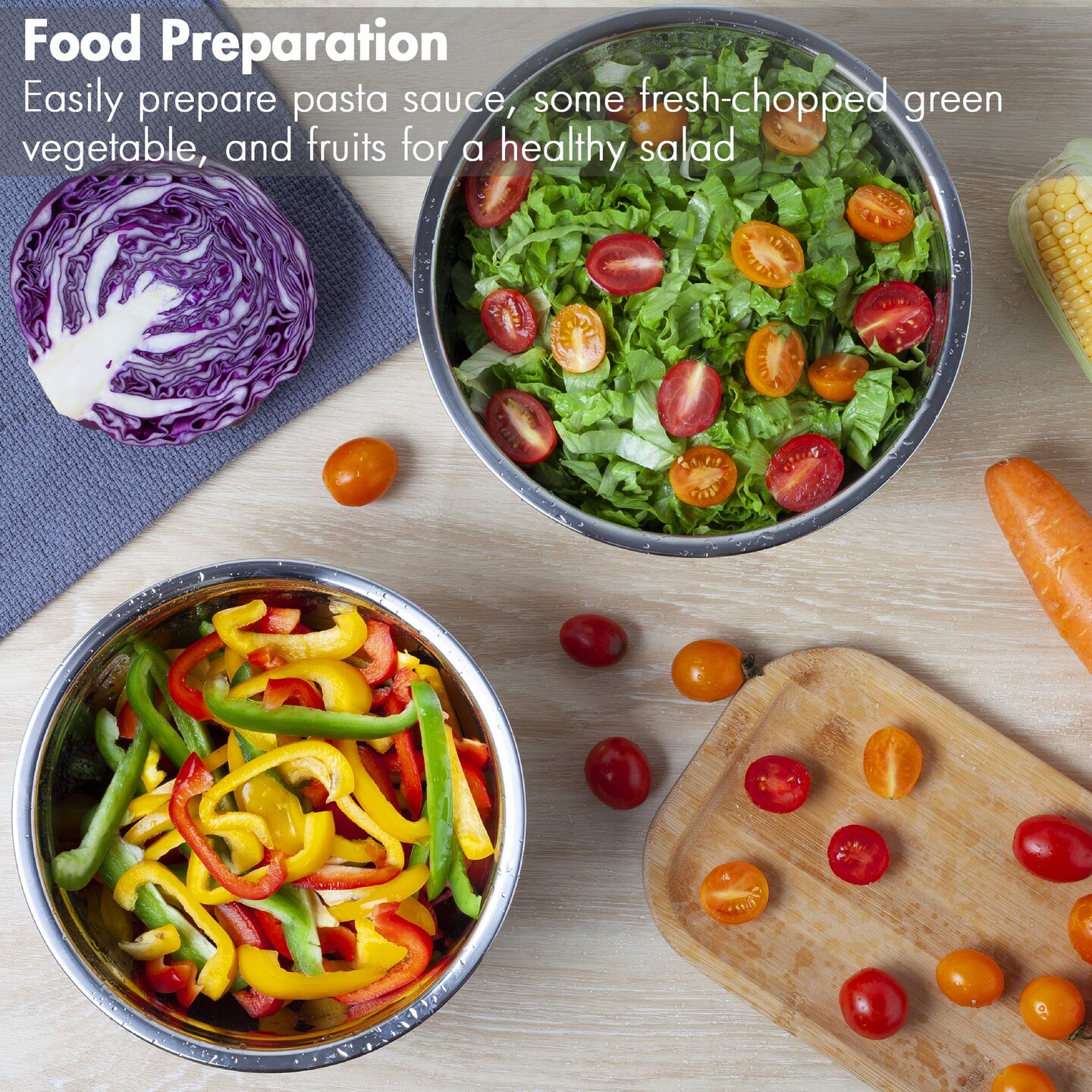 7 Pieces Mixing Bowls with Lids for Kitchen, Stainless Steel Mixing Bowls Set Ideal for Baking, Prepping, Cooking and Serving Food, Nesting Metal Mixing Bowls for Space Saving Storage