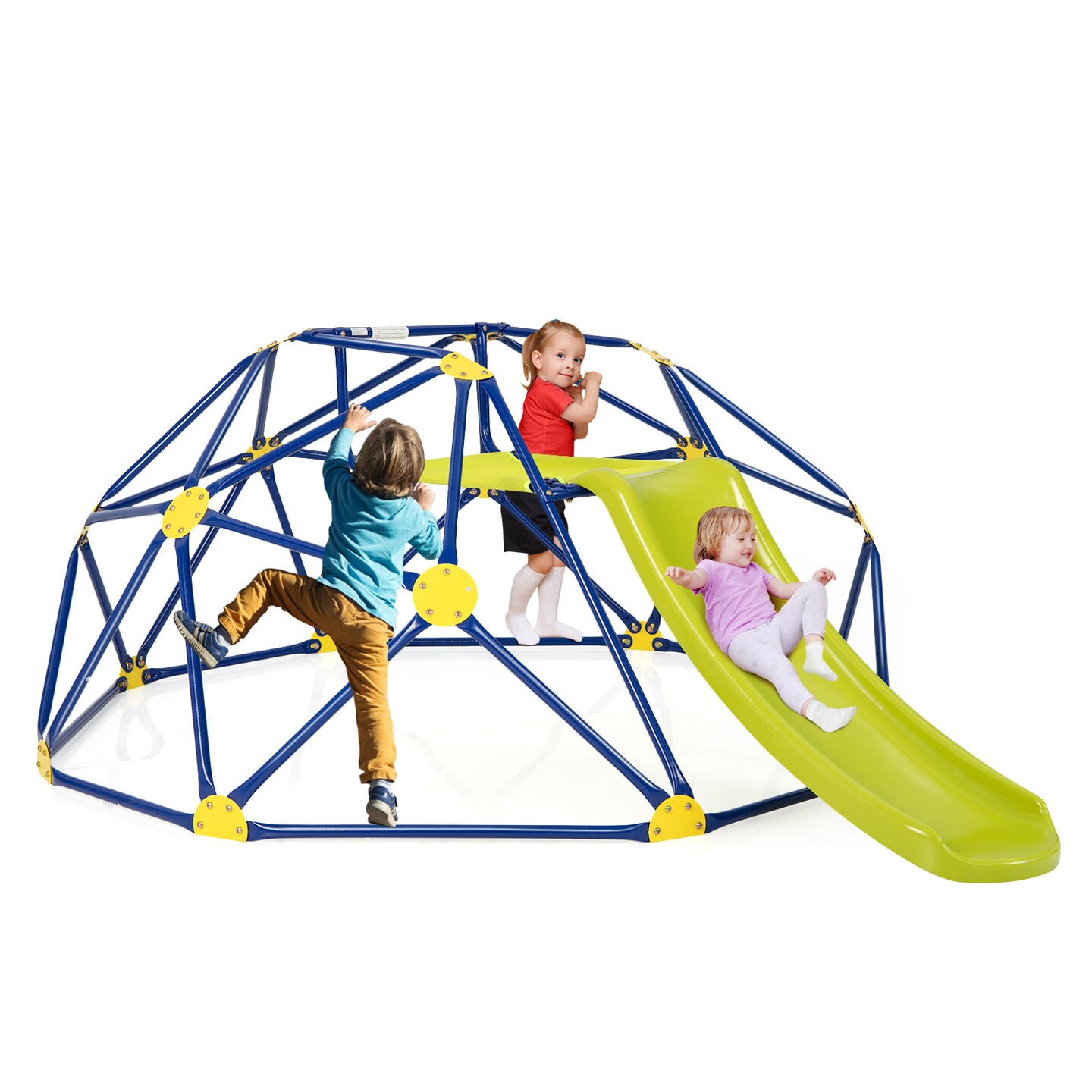 Kids Climbing Dome with Slide and Fabric Cushion for Garden Yard