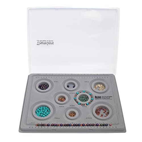 Elements Bracelet & Anklet Design Bead Board – 10.75 x 13.75 Inches – Removable Transparent Cover – Flocked Surface, Multiple Channels & Printed Ruler – for Jewelry Making
