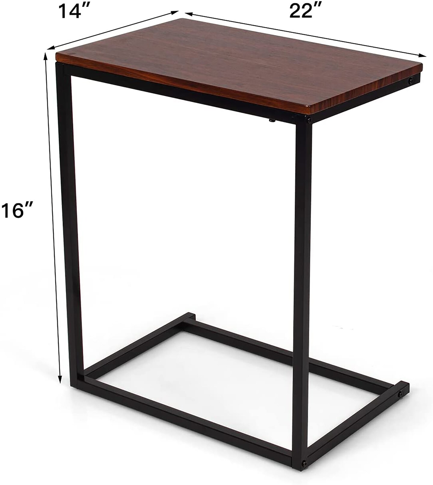 Costway 22&#x27;&#x27;x14&#x27;&#x27;x26&#x27;&#x27; Sofa Side End Table Laptop Holder Multiple Stand Desk Brown\Walnut