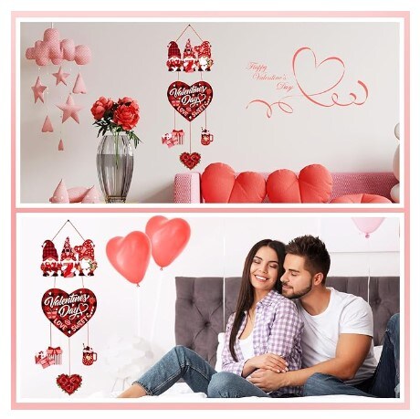 2 pcs St. Patrick&#x27;s Day Decorations Valentine&#x27;s Day Door Sign Gnome Heart Shamrock Shaped Felt Hanging Signs for Front Door Home Window Wall Farmhouse Office Party Supplies