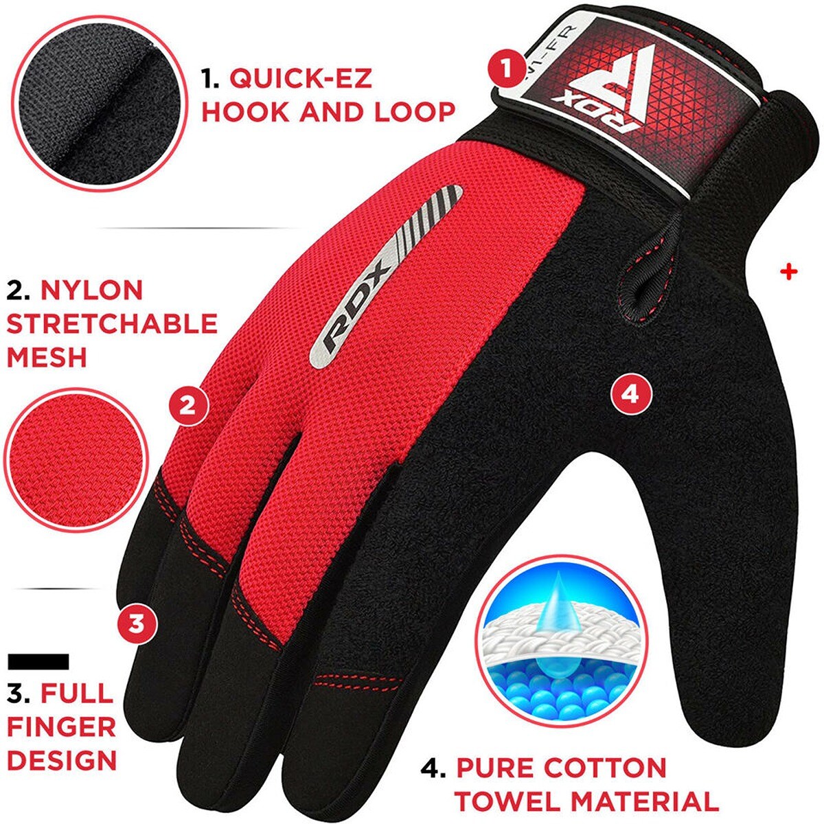 RDX Non-slip Finger Gym Gloves for Men