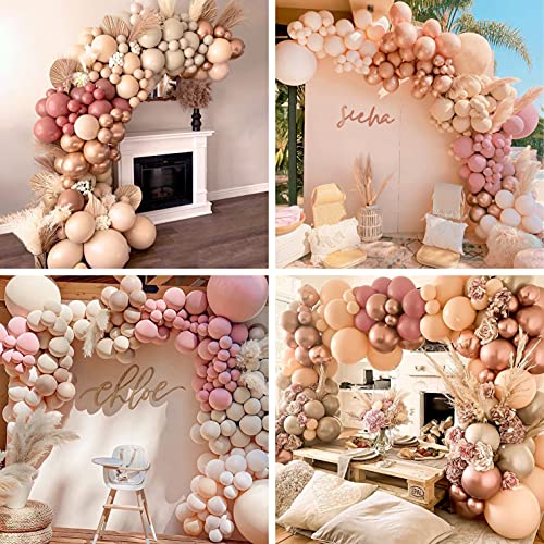 141 Pieces Balloon Arch Garland Kit,Blush Nude Apricot Party Balloons Decoration Set for Retro Boho Wedding Baby Shower Bridal Engagement Anniversary Graduation Birthday Decorations