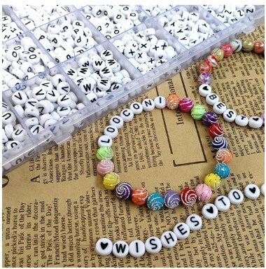 1450pcs White Alphabet Beads, Star Beads, and Heart Beads 7x4mm