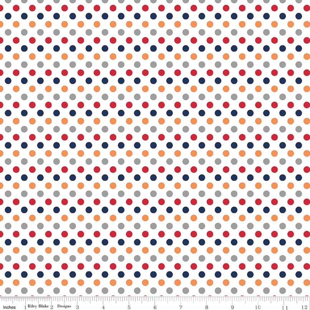 Cotton Fabric by the yard -- Small Dots Boy (Colored Polka Dots) - White Background -- Ref. C350-02 BOY -- Small Dot Collection by Riley Blake Designs&#xAE;