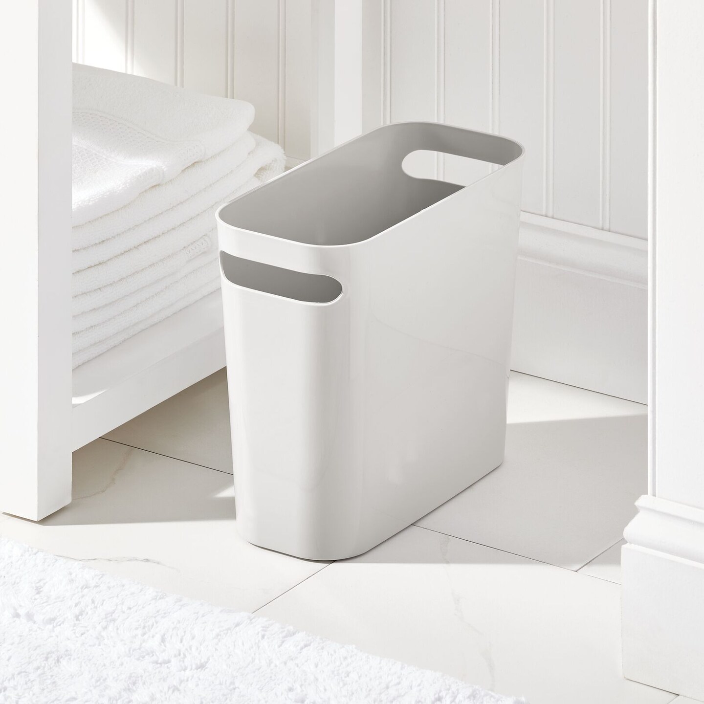 mDesign Plastic Small 1.5 Gal./5.7 Liter Trash Can with Built-In Handles