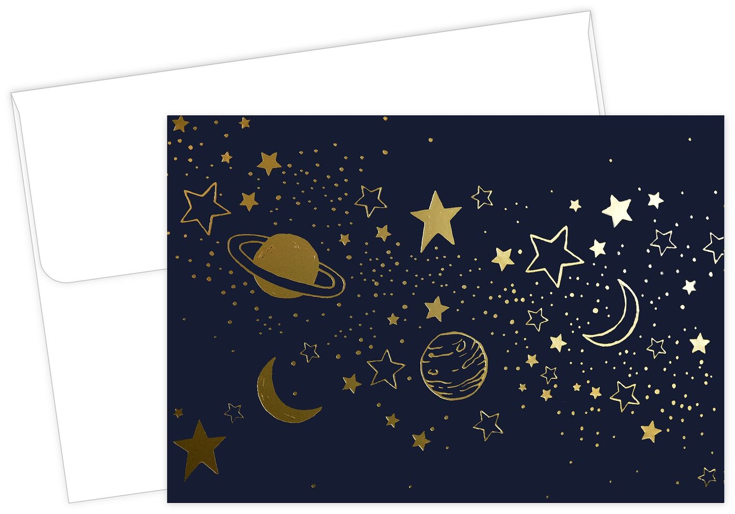 Great Papers! Thank You Note Card and White Envelope, Cosmic Night with Gold Foil, 4.75" x 3.375"(folded), 50 count
