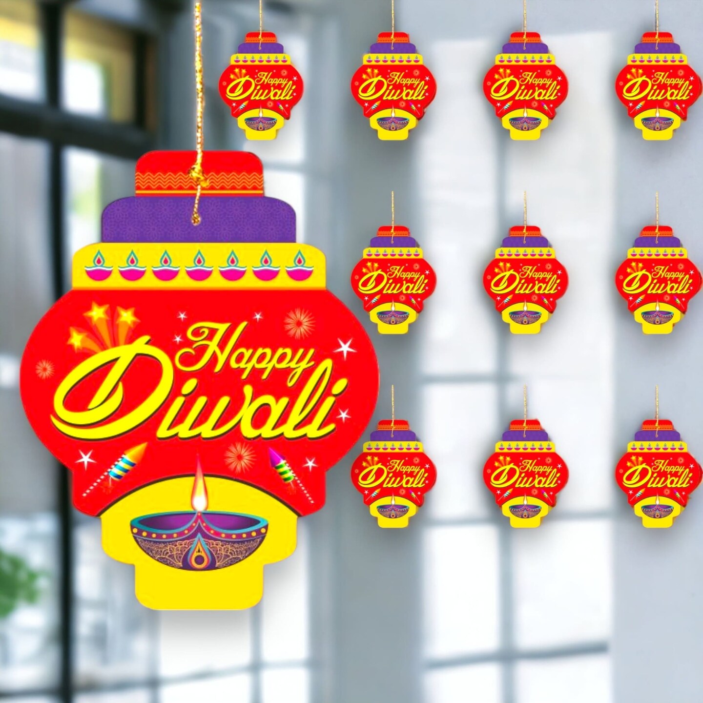 10ct Paper Happy Diwali Hanging , Diwali Decoration, Diwali Decor, Diwali Decorations, Diwali Party, Deepawali Hanging, Diwali Garland