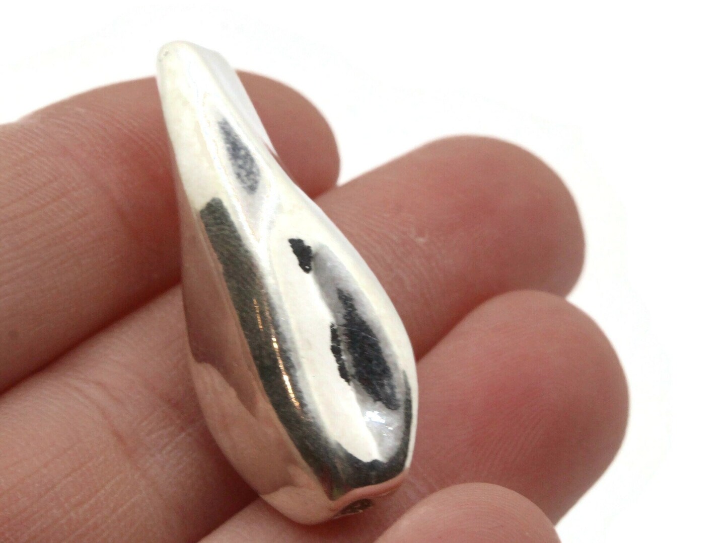 4 35mm Pinched Tube Vintage Silver Plated Plastic Beads