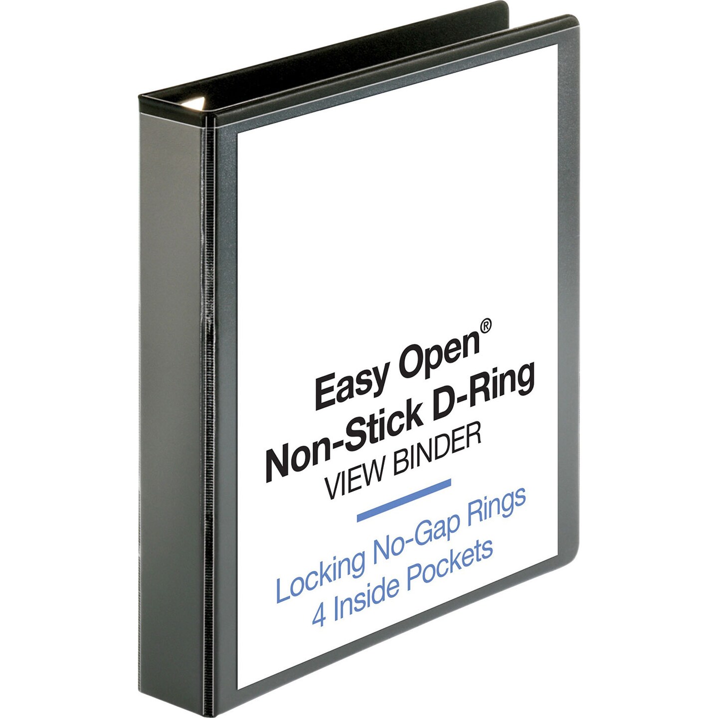 Business Source View Binder, Locking D-Ring, 1-1/2&#x22; Capacity, Letter, Black