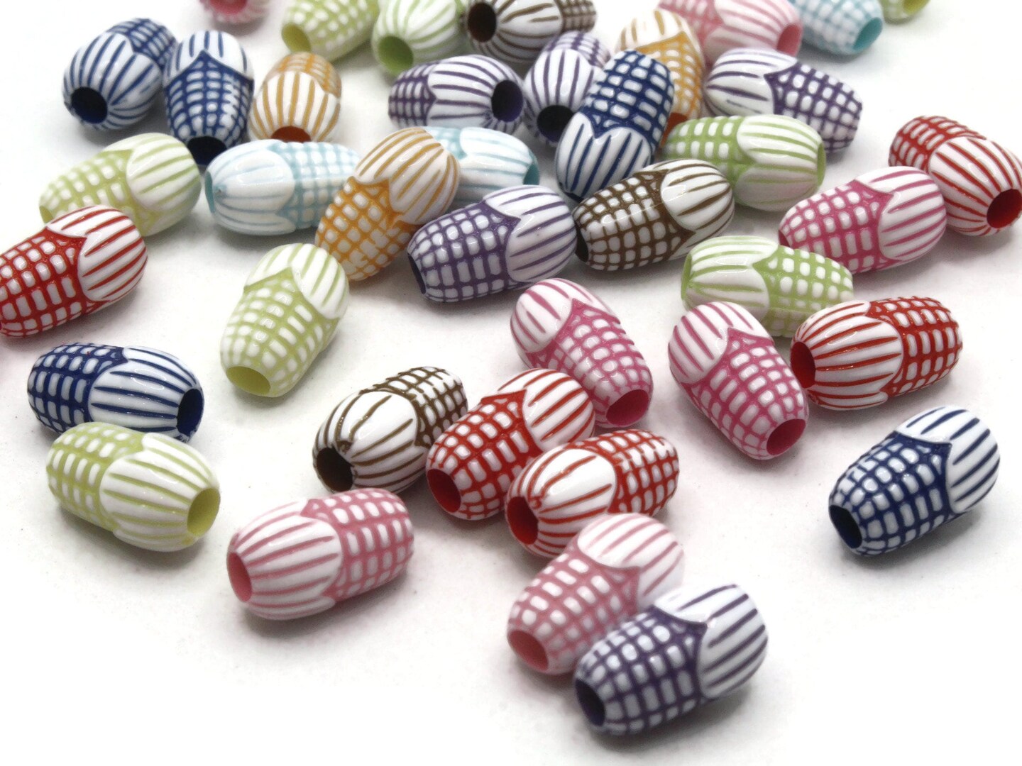 40 15mm Mixed Color Large Hole Multi-color Plastic Corn Beads