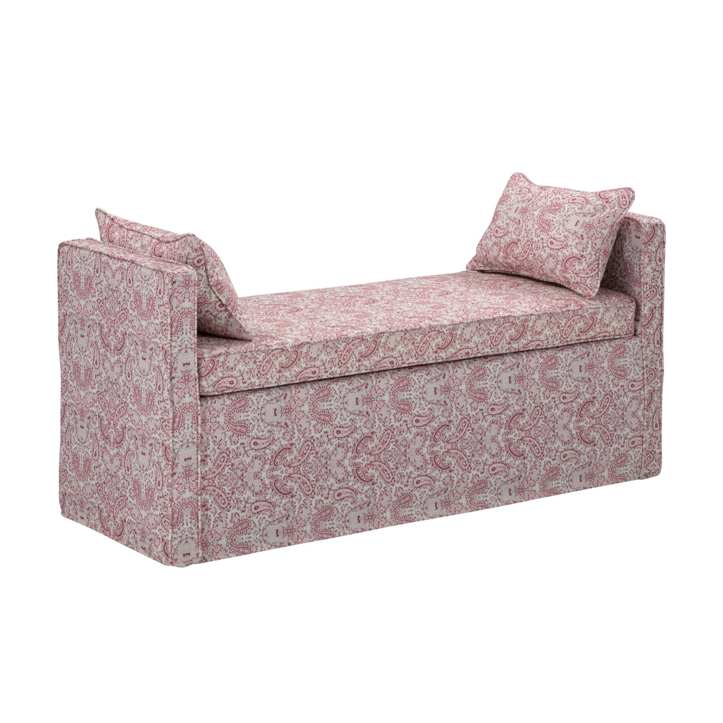 Sofie Linen Upholstered Bench With Two Pillows