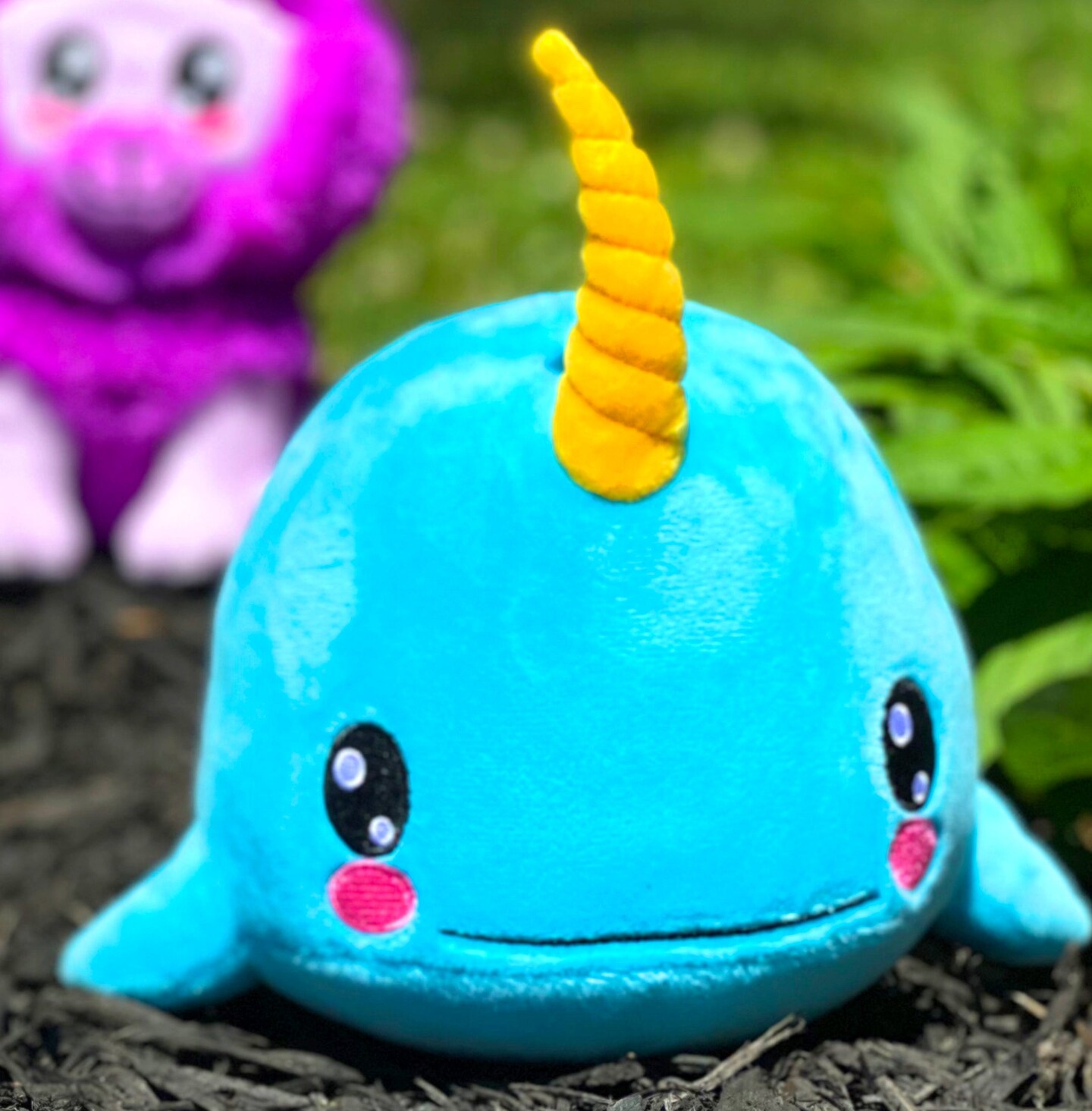 Bleacher Creatures Kuricha 6&#x22; Narwhal Sitting Plush - Soft Chibi Inspired Toy