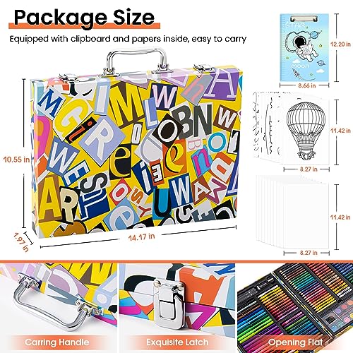 POPYOLA Art Supplies, 180 Piece Drawing Painting Art Kit with Clipboard and  Coloring Papers, Gifts Art Set Case with Oil Pastels, Crayons, Colored