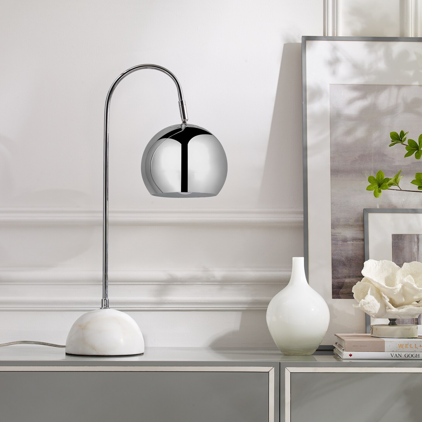 Zac Table Lamp 5ft Power Cord, Marble Stone Base