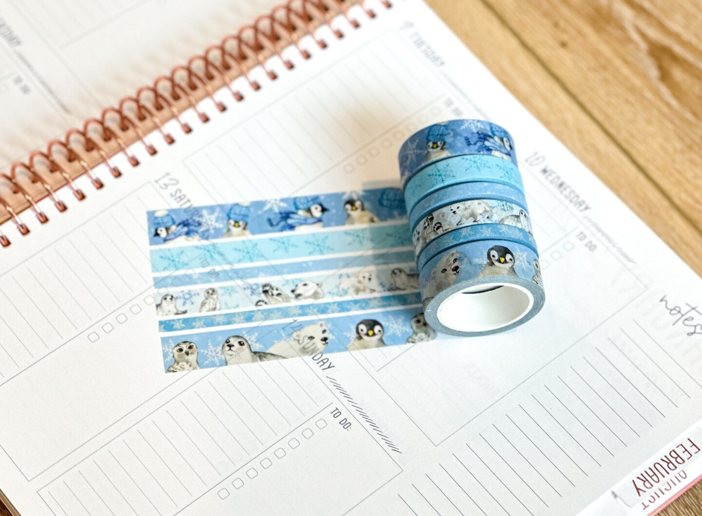 Snow Animals Penguins Polar Bears Seals Winter Arctic Animals Washi Tape Set January 2024 - W099