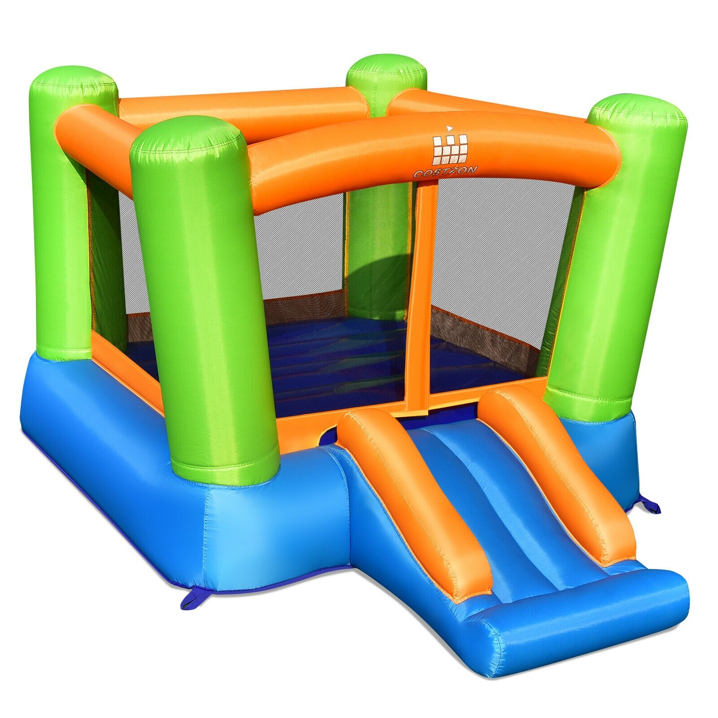 Outdoor Inflatable Bounce House With Slide Mesh Wall For 3 Children Ages 3-10