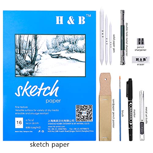 H &#x26; B 72PCS Drawing Supplies Sketching Set,Art Kit include Drawing &#x26; Colored Pencils for Adults Artists Kids.Pro Art Sketch Supplies with Sketchpad,Watercolor &#x26; Metallic Pencils