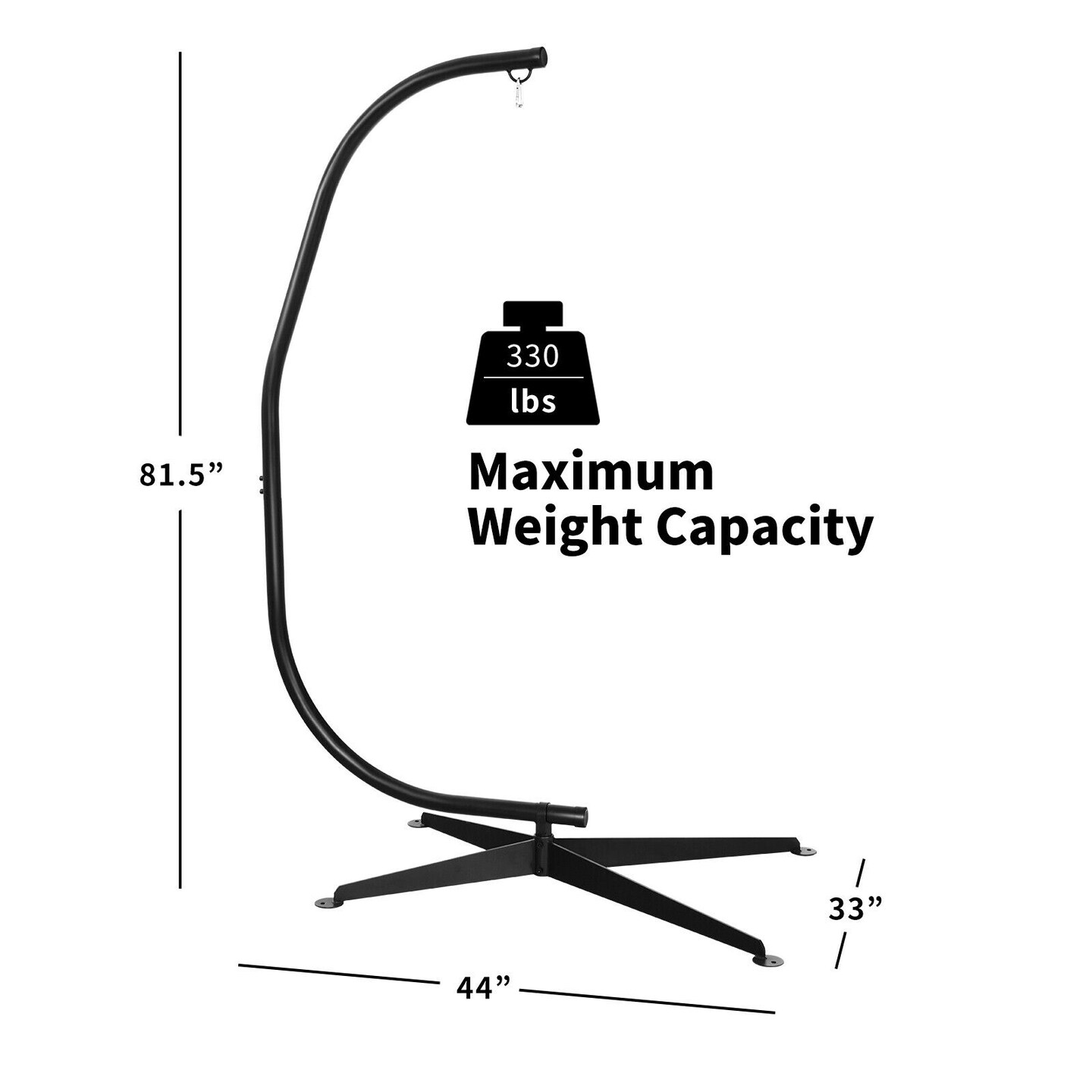 Black Solid Steel C Hammock Frame Stand with 360 Degree Rotation