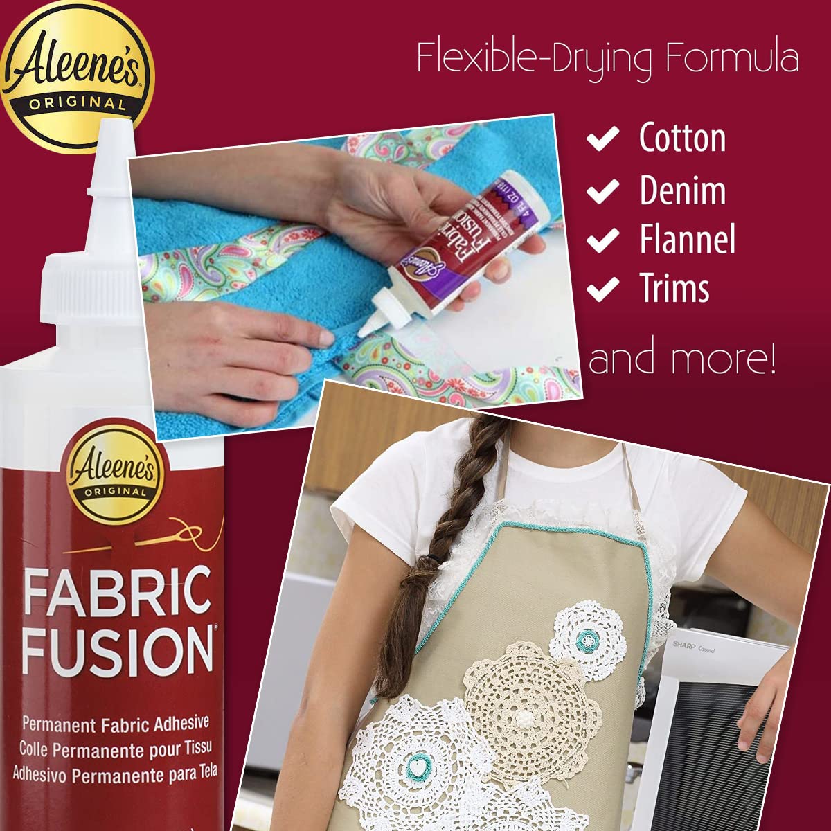 Fabric Fusion Fabric Glue Permanent Clear Washable 8oz for Patches, Rug Glue, Clothing Glue, No Sew Fabric Glue with Pixiss Art Dotting Stylus Pens 5 pcs Set
