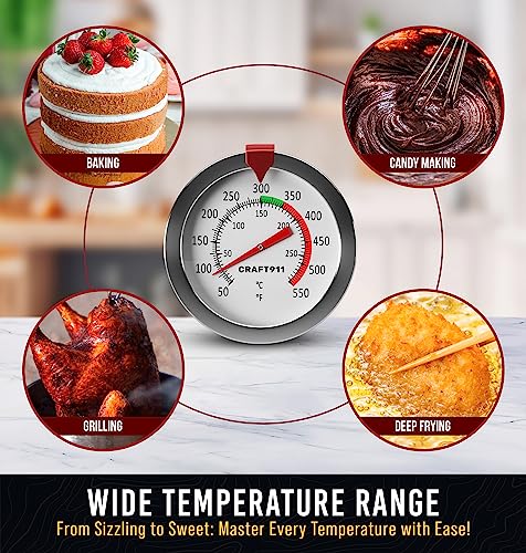 Candy Thermometer with Pot Clip - Deep Fry Oil Thermometer for Frying - Cooking Thermometer for Frying Oil Candle Making Hot Oil Deep Fryer Thermometer 8" Side of Pot Thermometer