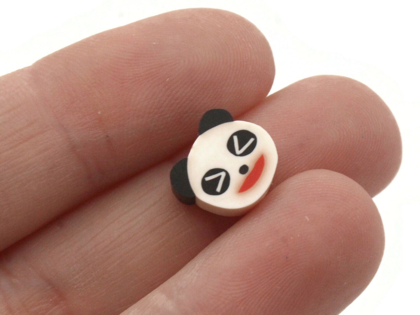 20 Black and White Panda Bear Head Miniature Animal Polymer Clay Beads