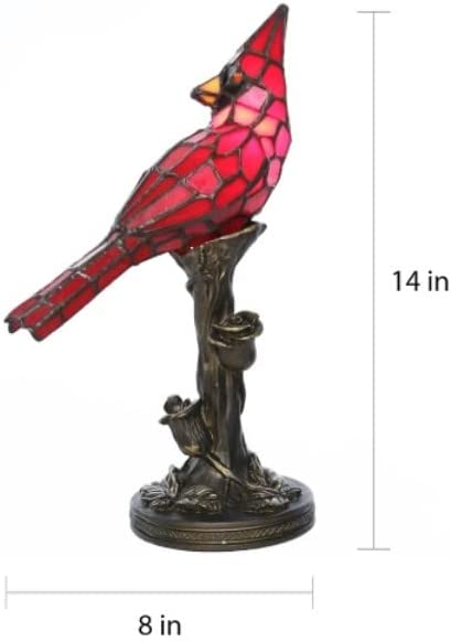 Cardinal Red Bird Stained Glass Lamp