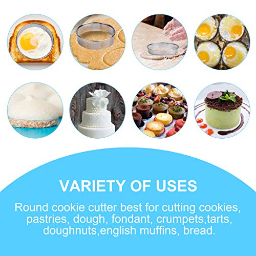 1 pcs Round Cookie Biscuit Cutter Set,12 PCS Stainless Steel Cookie Cutter  Set, Pastry Cutters in Graduated Sizes for Donut and Scone, Circle Cutter  Cake Ring Molds 