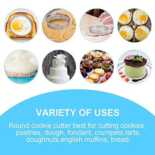 12 Pieces Donut Hole Cookie Biscuit Cutter Set for Baking, Graduated Doughnut Round Cookie Cutters, Metal Scone Circle Cookie Cutters for Frying, Biscuits Ring Molds for Cooking Cake(1-4.4 Inch) HAHAYOO
