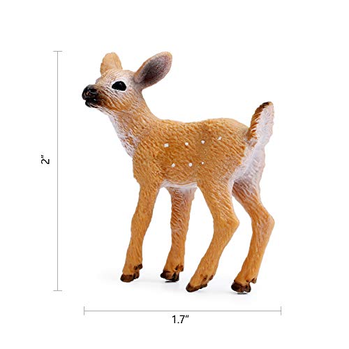 12 Pieces Deer Figurines Cake Toppers, Deer Toys Figure, Small Woodland Animals Set of 12 Fawn