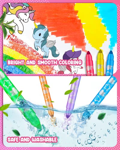  litokido Art Supplies for Kids - Unicorn Art Set - Painting,  Drawing Art Kit with Washable Markers, Double-Tip Pens, Coloring Book,  Sketch Pad - Beginners Art Case Gift for Girls (Age