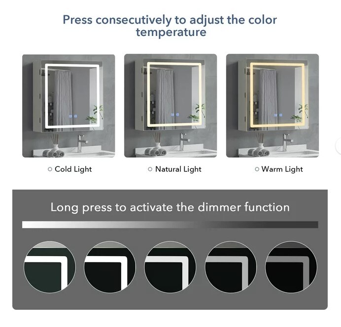 Bathroom Medicine Cabinet with Defogger and LED Lighting