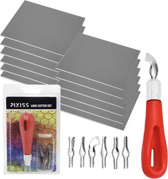 Linoleum Blocks for Printmaking (12pack) and Stamp Carving Tool - Printmaking Supplies for Rubber Stamp Carving Block Printing - Linoleum Carving Tools and lino Rubber Block Stamp Carving kit