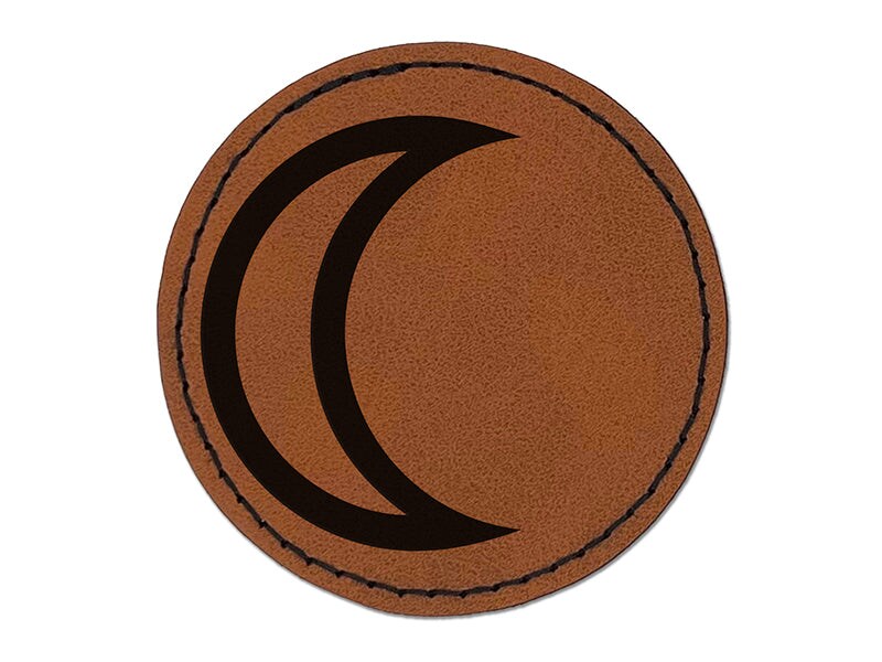 Astronomy Moon Astrology Planet Symbol Round Iron-On Engraved Faux Leather Patch Applique - 2.5&#x22;