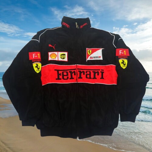Ferrari red black discount embroidered exclusive jacket