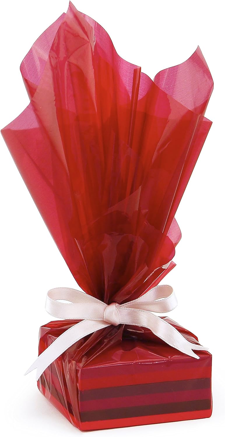 Hygloss Products Cellophane Roll &#x2013; Cellophane Wrap for Crafts, Gifts, and Baskets 20 Inch x 5 Feet, Red