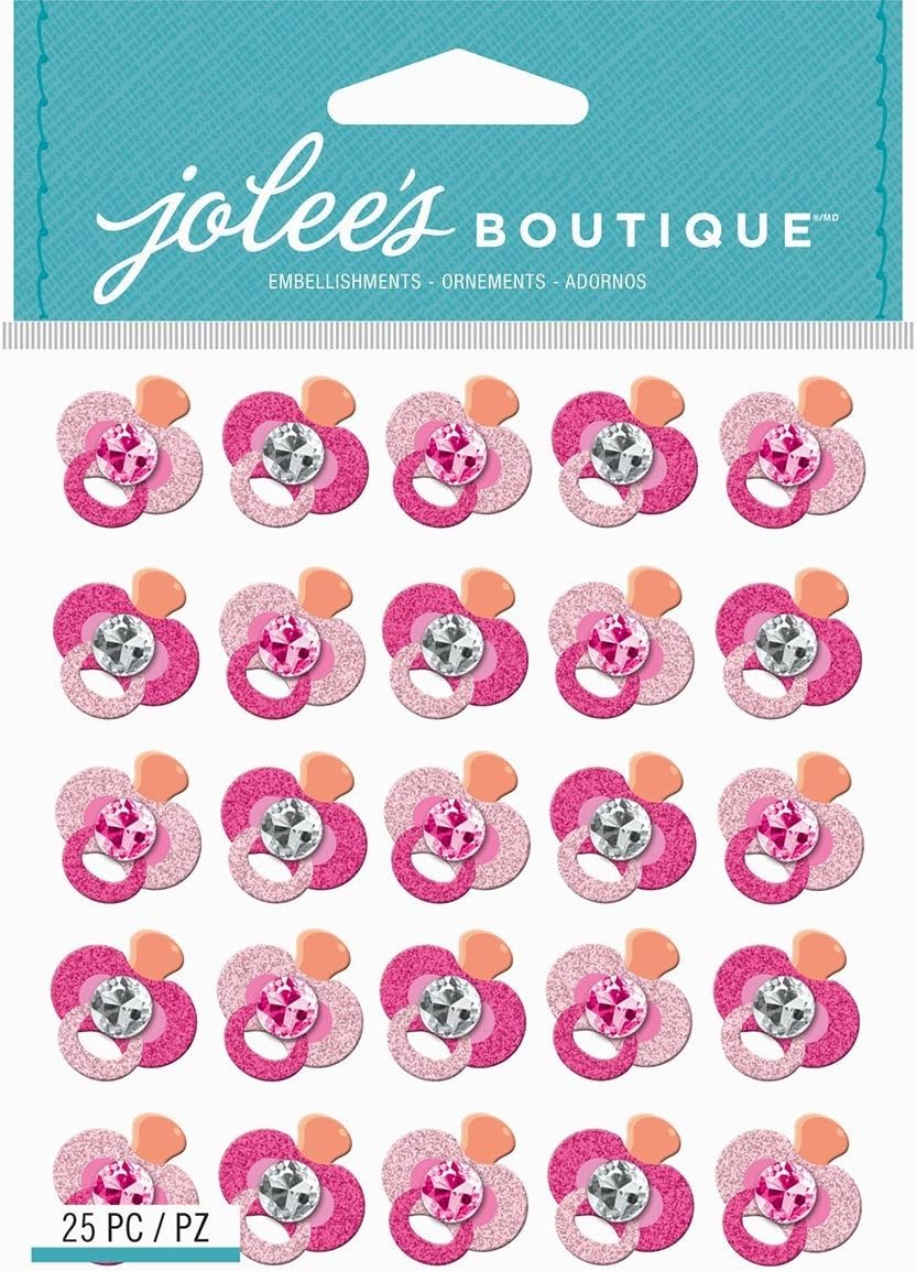 Jolee's Boutique Pink Glitter Pacifier Repeats Dimensional Stickers
