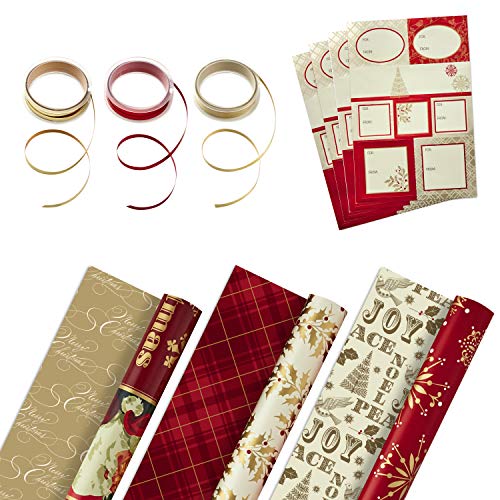 Hallmark Reversible Christmas Wrapping Paper (Santa/Red and White