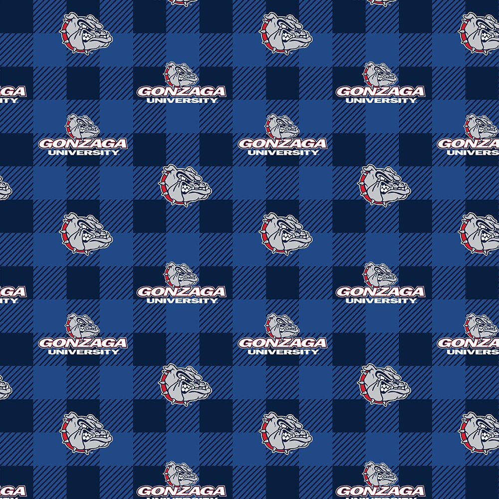 Sykel Enterprises-Gonzaga University Fleece Fabric-Gonzaga Bulldogs Buffalo Plaid Fleece Blanket Fabric-Sold by the yard