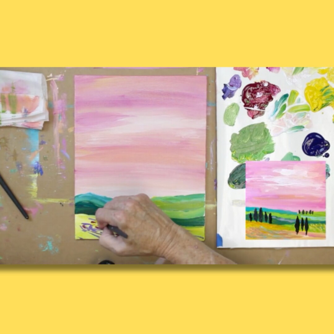 Big Pink Sky Acrylic Painting For Beginners