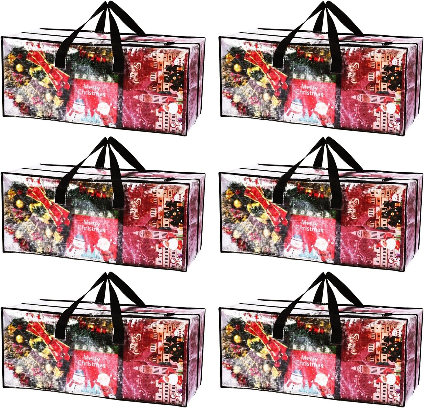 Heavy-Duty Plastic Christmas Storage Totes Bag for Clothes 6 packs