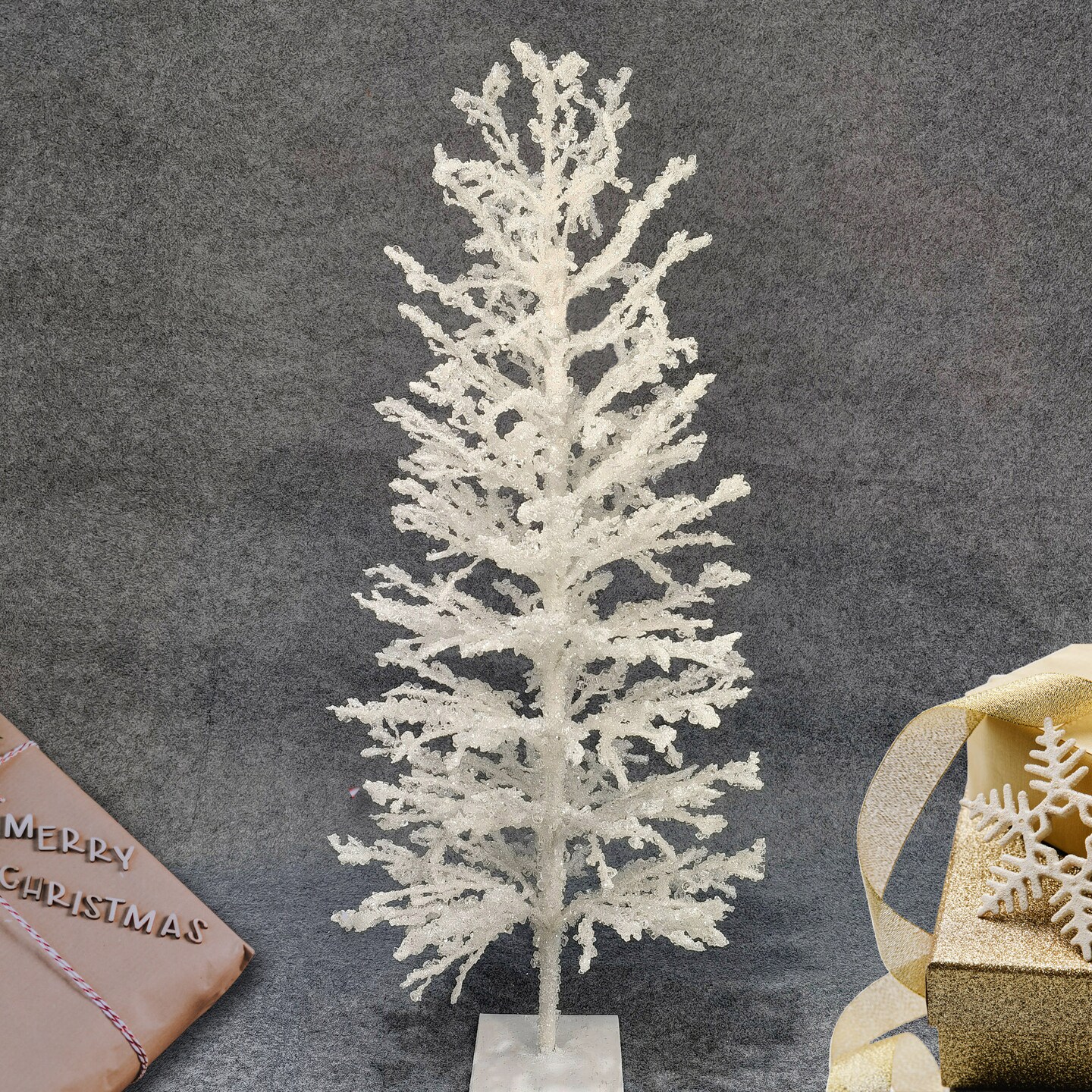 30-Inch Iced White Twig Tree with Metal Stand | Indoor Elegance | Festive Holiday Accents | Frosted Christmas Tree | Home &#x26; Office Decor